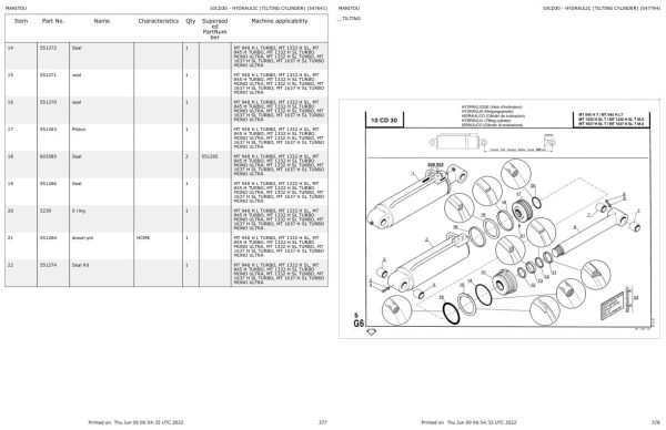 Manitou Telehandler MT 1637 H SL TURBO Parts Catalog 547641 1