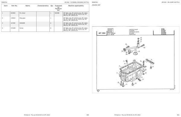 Manitou Telehandler MT 1637 SL S2 Parts Catalog 547751 1