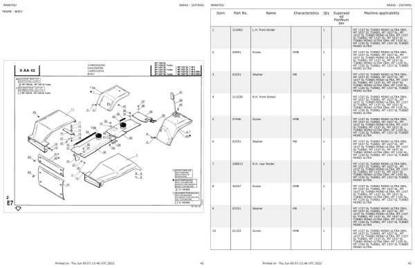 Manitou Telehandler MT 1637 SL TURBO MONO ULTRA Parts Catalog 547049 1