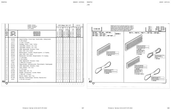 Manitou Telehandler MT 1637 SL TURBO Parts Catalog 547049 1