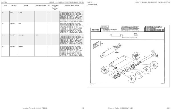 Manitou Telehandler MT 1637 SL TURBO S2 Parts Catalog 547751 1