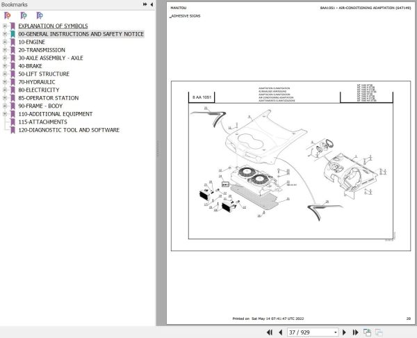 Manitou Telehandler MT 1840 A ST3B Parts Catalog 647101