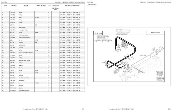Manitou Telehandler MT 1840 A ST3B Parts Catalog 647101 1
