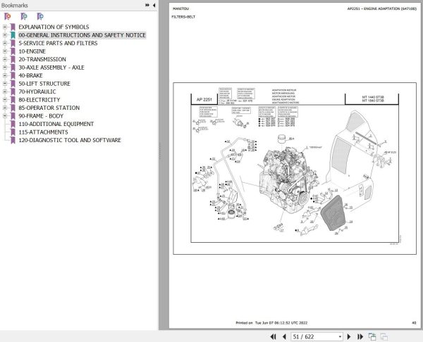 Manitou Telehandler MT 1840 ST3B Parts Catalog 647100