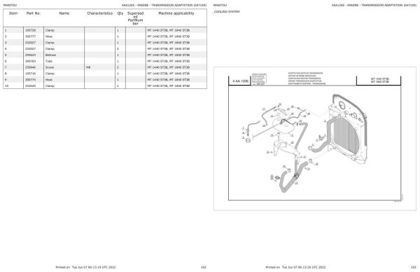 Manitou Telehandler MT 1840 ST3B Parts Catalog 647100 1
