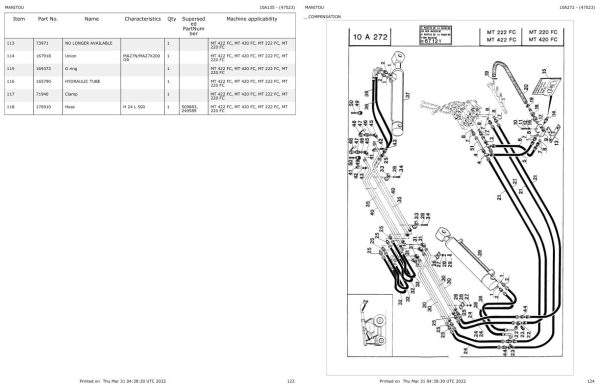 Manitou Telehandler MT 220 FC Parts Catalog 47523 1