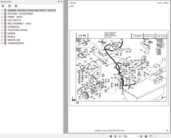 Manitou Telehandler MT 222 CP TURBO Parts Catalog 47824