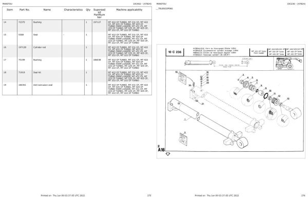 Manitou Telehandler MT 231 CP Parts Catalog 47824 1