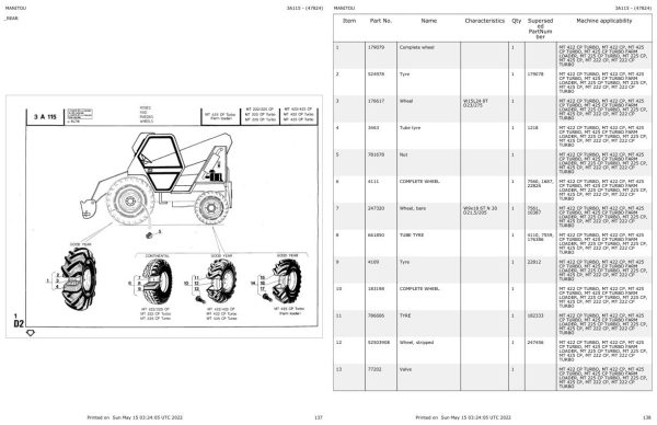 Manitou Telehandler MT 422 CP Parts Catalog 47824 1
