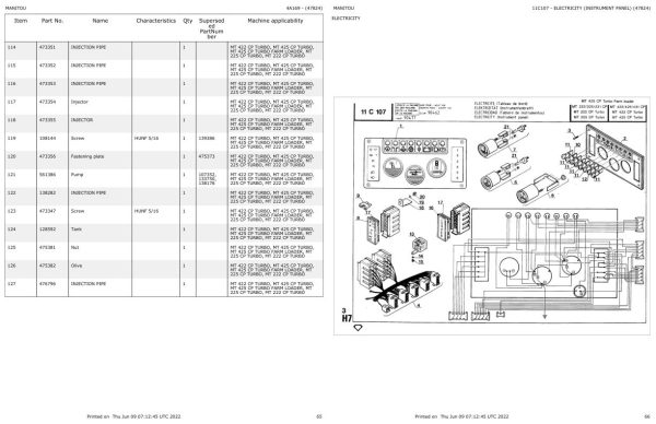 Manitou Telehandler MT 422 CP TURBO Parts Catalog 47824 1