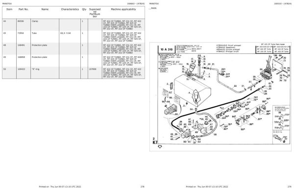 Manitou Telehandler MT 425 CP TURBO Parts Catalog 47824 1