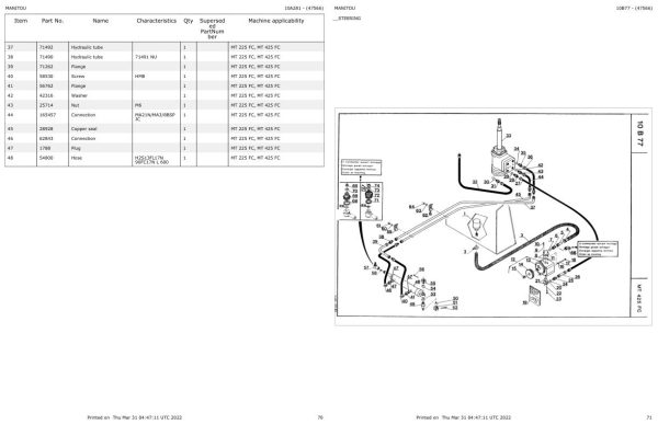 Manitou Telehandler MT 425 FC Parts Catalog 47566 1