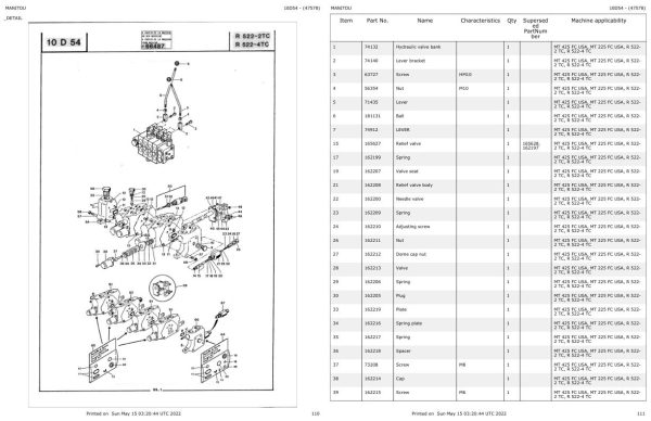 Manitou Telehandler MT 425 FC USA Parts Catalog 47578 1