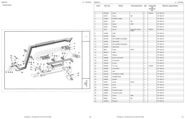 Manitou Telehandler MT 460 CP Parts Catalog 547056 1