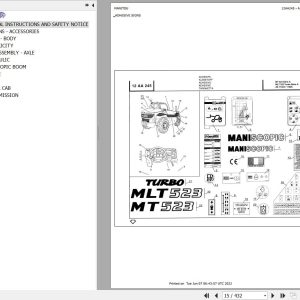 Manitou Telehandler MT 523 SA Parts Catalog 547829