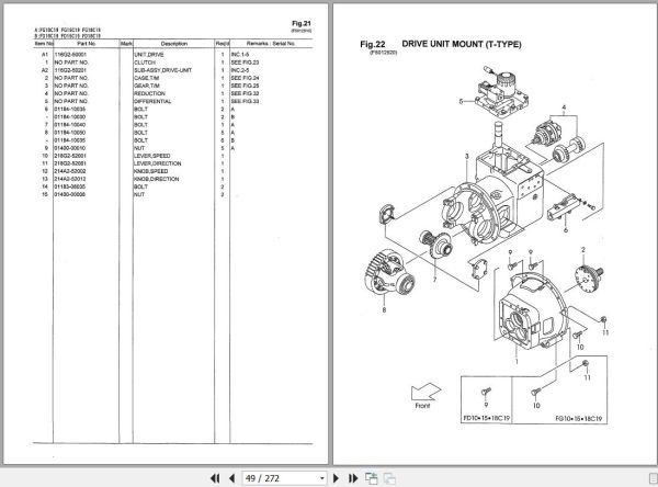 036 TCM Forklift FD10 to FG18 C19 T19 Parts Ctalog PF 18BA 1