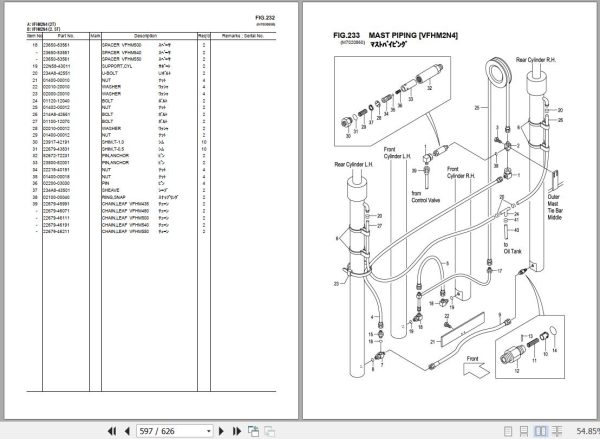 043 TCM Forklift FD20 FD25 FG20 FG25 C3 T3 W3 Parts Catalog PF 2A0D 2