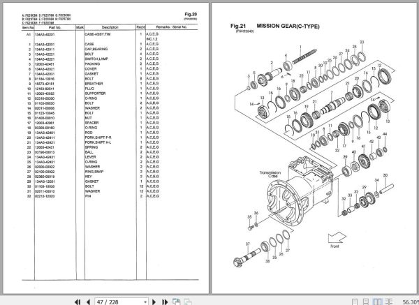 046 TCM Forklift FD20 FD25 FG20 FG25 C6H T6H Parts Manual PF 37AA 1