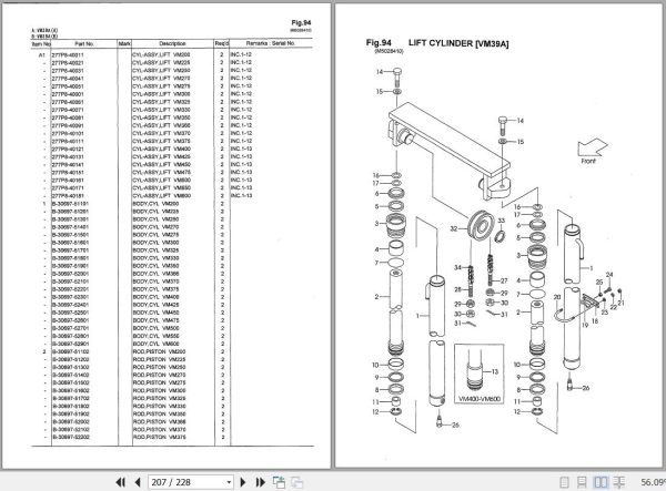 046 TCM Forklift FD20 FD25 FG20 FG25 C6H T6H Parts Manual PF 37AA 2