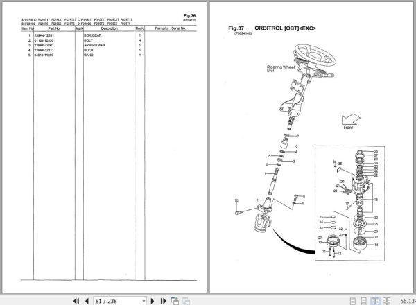 047 TCM Forklift FD20 FD25 FG20 FG25C6 T6 C17 T17 Parts Manual PF 36AA 2