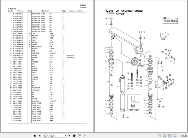 053 TCM Forklift FD30 FG30 C3 T3 W3 Parts Catalog PF 2B8D 2