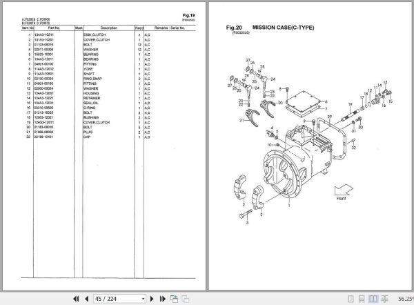 055 TCM Forklift FD30 FG30 C6 T6 Parts Manual PF 36PA 1