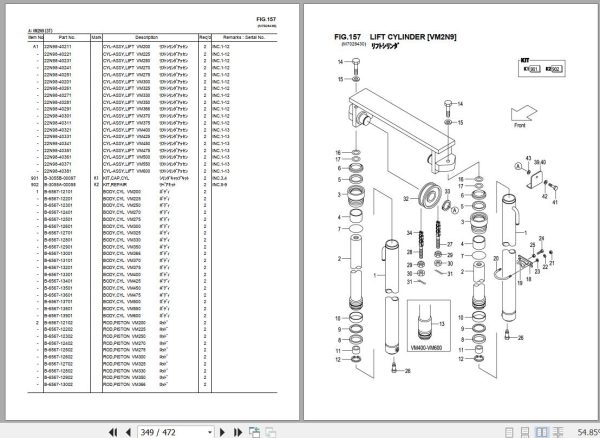 061 TCM Forklift FD30C3Z FD30T3Z Parts Catalog PF 2U8A 2
