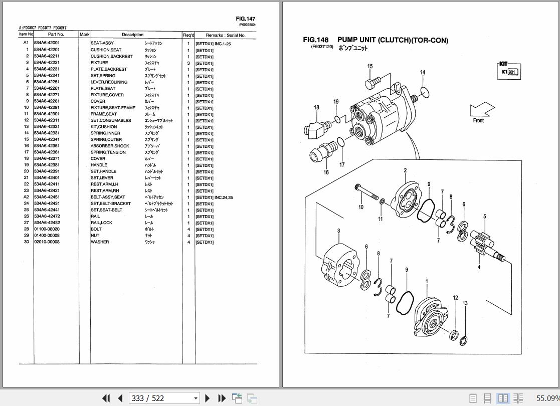 TCM Forklift FD30C7 FD30T7 FD30W7 Parts Catalog PF42PA