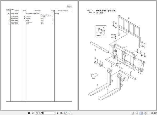 071 TCM Forklift FG1013 To FHD18T3Z Attachment Parts Catalog PA 0A2A 1