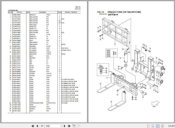 071 TCM Forklift FG1013 To FHD18T3Z Attachment Parts Catalog PA 0A2A 2