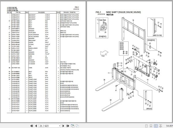 076 TCM Forklift FG20C13 To FHD25W3 Attachment Parts Catalog PA 2A0A 1