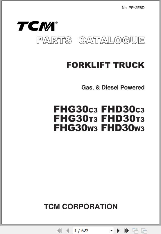 083 TCM Forklift FHD30 FHG30 C3 T3 W3 Parts Catalog PF 2E8D
