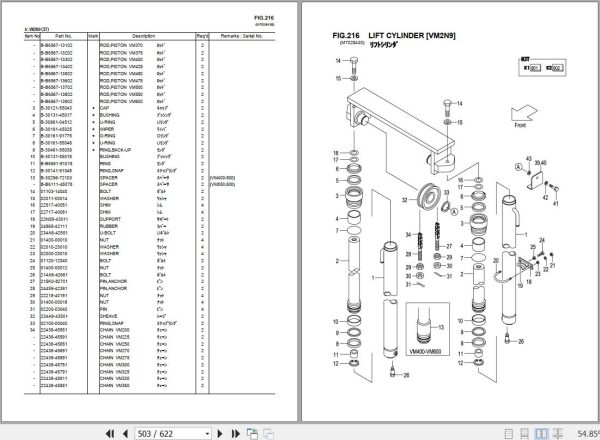 083 TCM Forklift FHD30 FHG30 C3 T3 W3 Parts Catalog PF 2E8D 2