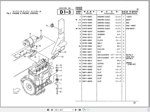 084 TCM Forklift FHD35 FHD36 FHG35 FHG36N9 Parts Manual PF 13TE 1