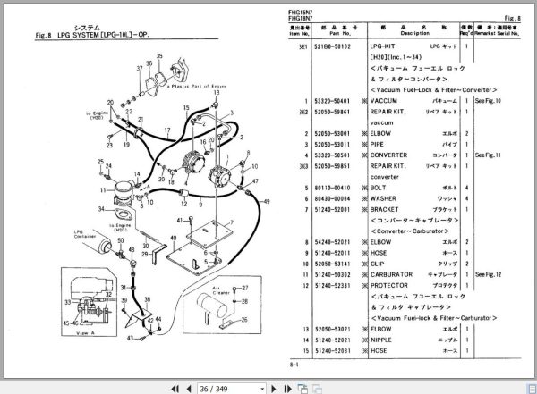 085 TCM Forklift FHG15N7 FHD15Z7 FHG18N7 FHD18Z7 Parts Manual PF 10KC 2