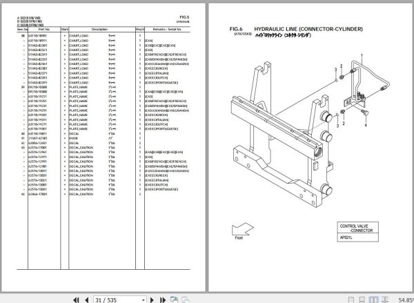 086 TCM Forklift FHG30C3 To FD30T3Z Attachment Parts Catalog PA 2B8A 1