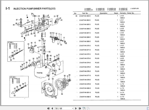 090 TCM Isuzu Engine 4JG2PJ Series Parts Manual PE 4JG2E 2