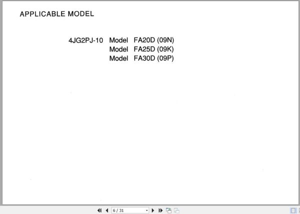 091 TCM Isuzu Engine 4JG2PJ 10 Parts Manual PE 4JG2PJ 10 1