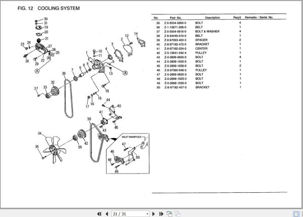 091 TCM Isuzu Engine 4JG2PJ 10 Parts Manual PE 4JG2PJ 10 2