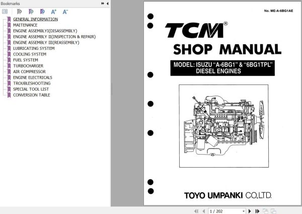 094 TCM Isuzu Engine A 6BG1 6BG1TPL Shop Manual ME A 6BG1AE