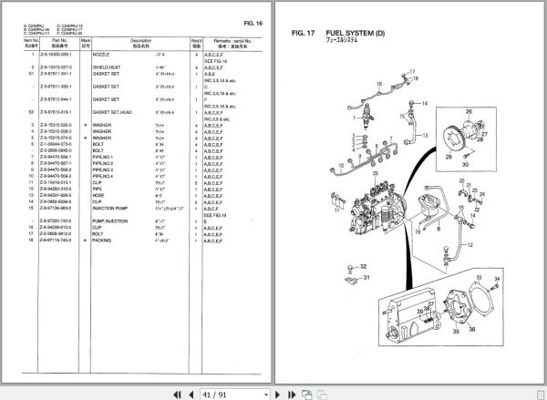 099 TCM Isuzu Engine C240PKJ Series Parts Manual PE C240PKJ 1A 2