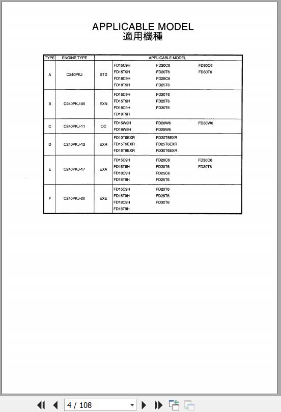 100 TCM Isuzu Engine C240PKJ Series Parts Manual PE C240PKJ 1B 1
