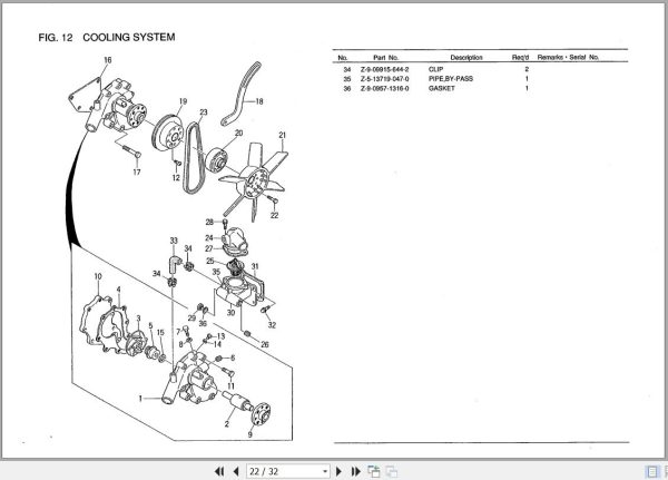 101 TCM Isuzu Engine C240PKJ 22 Parts Catalog PE C240PKJ 22A 2