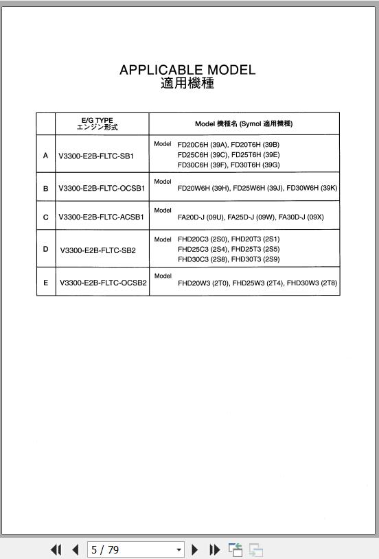 104 TCM Kubota Engine V3300 Series Parts Catalog PE V3300 E2B FLTCA 1