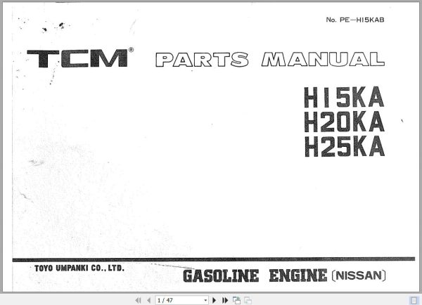 108 TCM Nissan Engine H10KA H20KA H25KA Part Catalog PE 15KAB