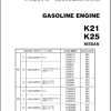 114 TCM Nissan Engine K21 K25 Parts Catalog PE K21 1B