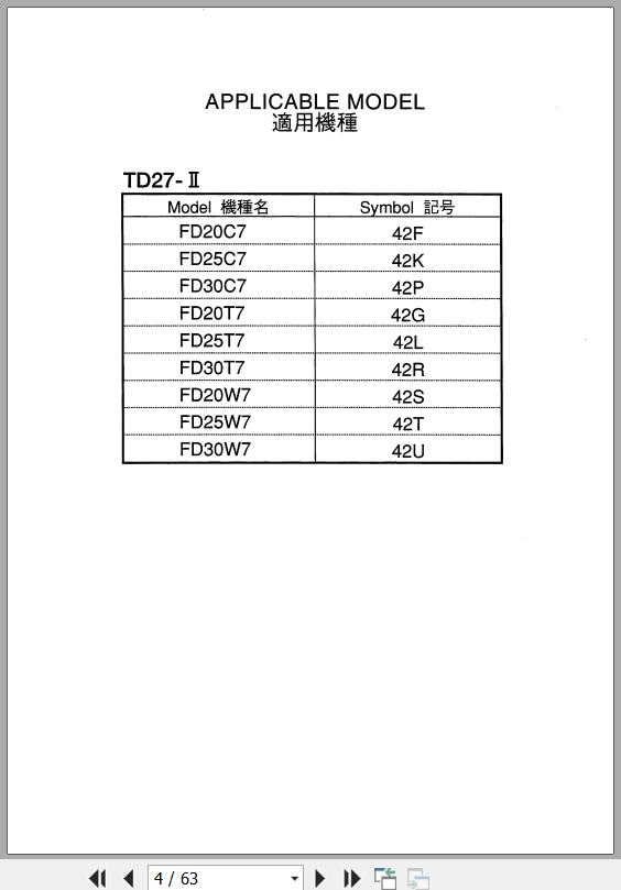 117 TCM Nissan Engine TD27 II Parts Catalog PE TD27 IIA 1