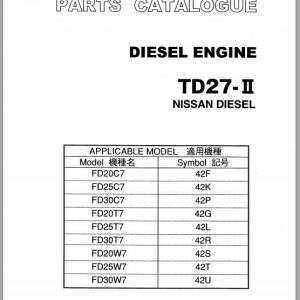 118 TCM Nissan Engine TD27 II Parts Catalog PE TD27 IIB
