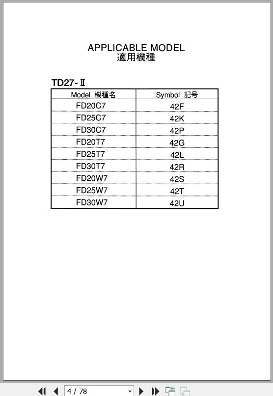 118 TCM Nissan Engine TD27 II Parts Catalog PE TD27 IIB 1