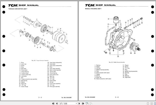 122 TCM Transmission 13B 14B 23H 24H 25 Shop Manual MU 23H25BE 1